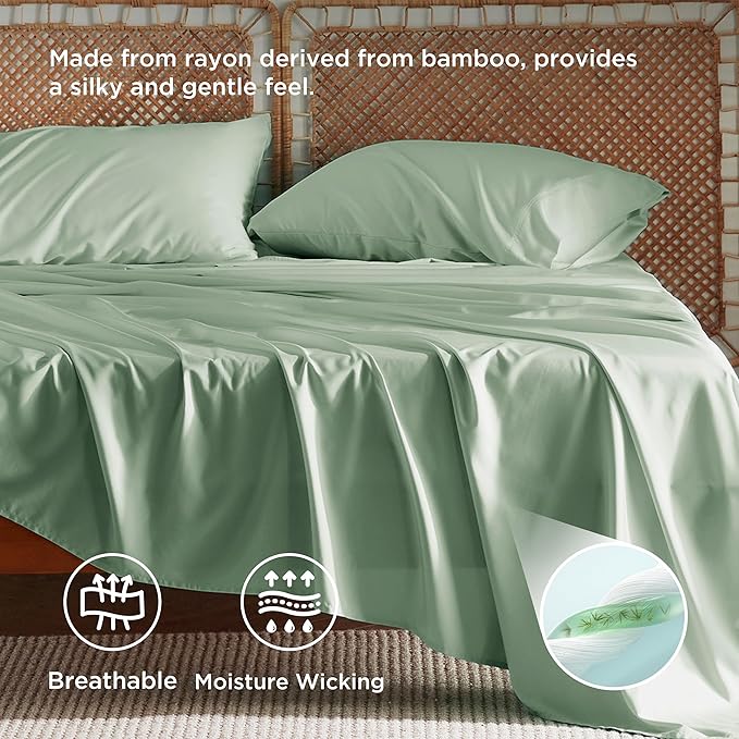Bedsure Full Size Bed Sheets, Cooling Sheets, Rayon Derived from Bamboo - Image 3