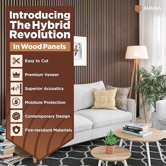 Avana Acoustic Wood Wall Panels – 94.4 X 12.6 Inch Walnut Acoustic Panels 4 PCs - Image 2