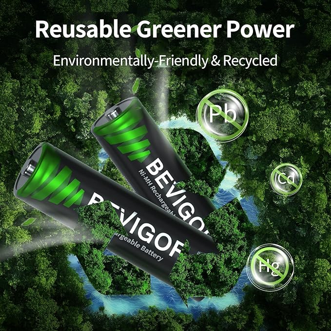 BEVIGOR AA Rechargeable Batteries 1500 Cycle, 2800 mAh High Capacity 1.2V NiMH - Image 4