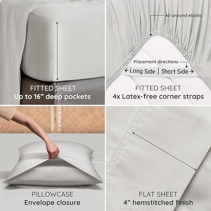 Bambaw California King Sheet Set 4pcs – 100% Viscose Derived from Bamboo Deep - Image 5