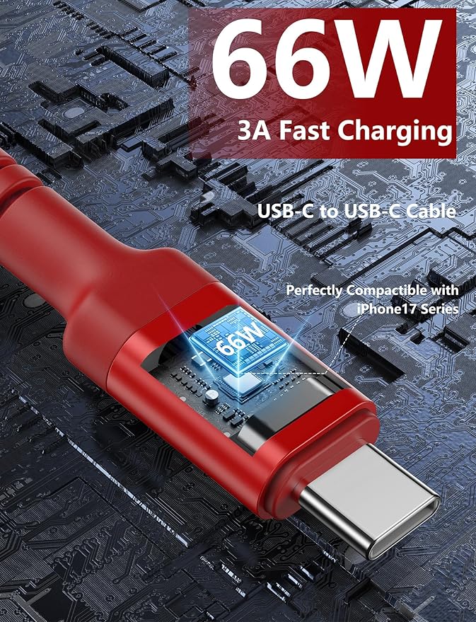 USB C to C Cable 10FT, Long Type C Fast Charging Cable Nylon Braided USBC - Image 3