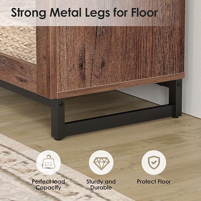 WAMPAT Modern TV Stand with Glass Doors - Image 9