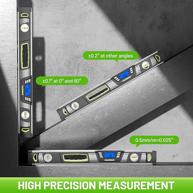 Huepar 24-Inch Digital Level, Professional Magnetic Electronic Torpedo Level - Image 3