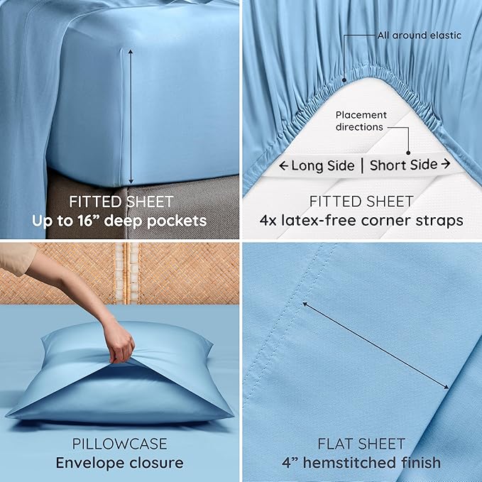 Bambaw 4pcs King Size Sheets Set – 100% Viscose Derived from Bamboo Sheets - Image 5