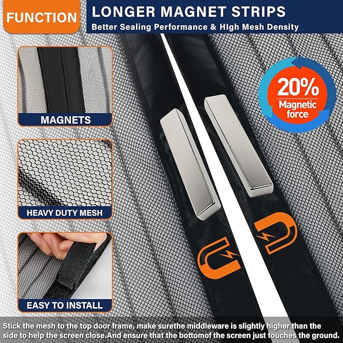Magnetic Screen Door，Screen Door Mesh，Keep Bugs Out, Heavy-Duty Mesh Curtain - Image 4