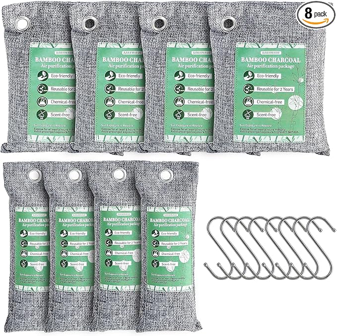 MAXWAVE 8 Pack Activated Charcoal Odor Absorber Bags, Bamboo Charcoal Air by Unknown