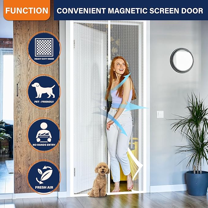 Magnetic Screen Door, Keep Bugs Out, Pet & Kid Friendly，Works - Image 2