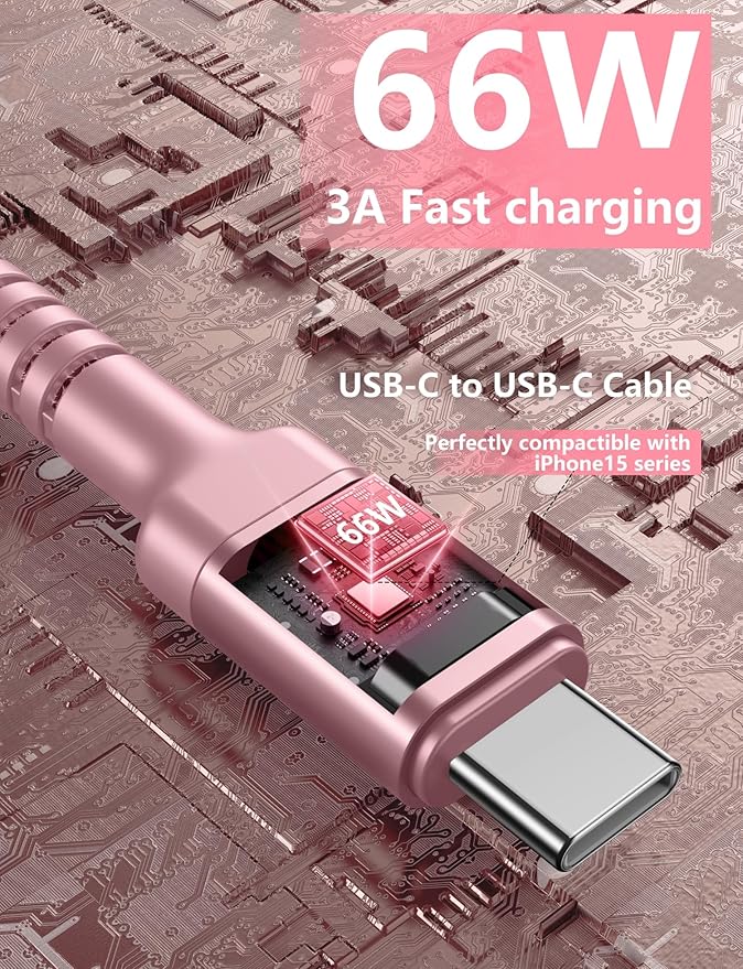 USBC Cables 6FT, Long USBC Fast Charging Cable Nylon Braided USB C iPhone - Image 3