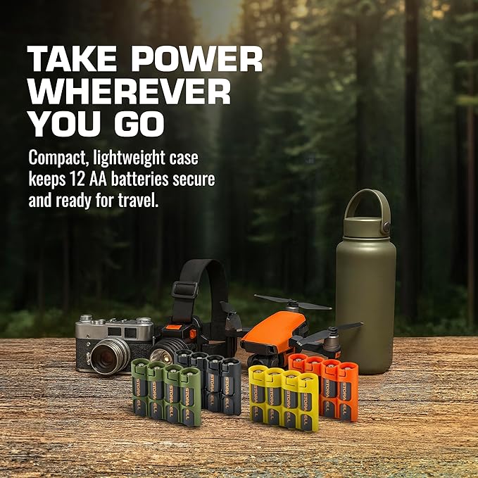 Storacell by Powerpax Slimline AA Battery Storage Caddy, Military Green - Image 8