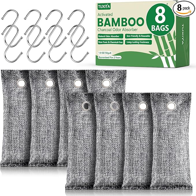 TUXIYA 8Pack Activated Charcoal Odor Absorber, Odor Eliminator by Unknown