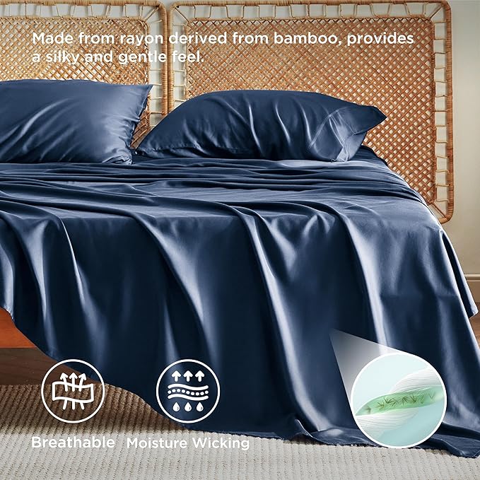 Bedsure Full Size Bed Sheets, Cooling Sheets, Rayon Derived from Bamboo - Image 3