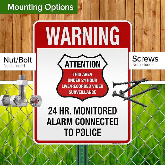 Warning 24 HR. Monitored Alarm Connected To Police Sign, 24x30 Inches, 3M EGP - Image 5