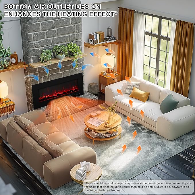 84 inches Electric Fireplace, Recessed & Wall Mounted Fireplace Heater 13 * 13 - Image 6