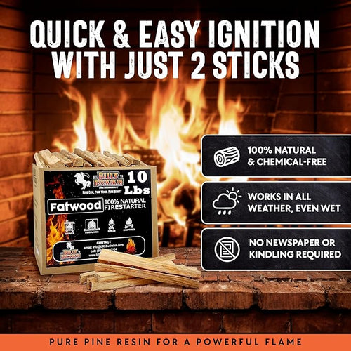 10lb Fatwood Fire Starter Sticks | 100% Natural Fire Starters - Image 2