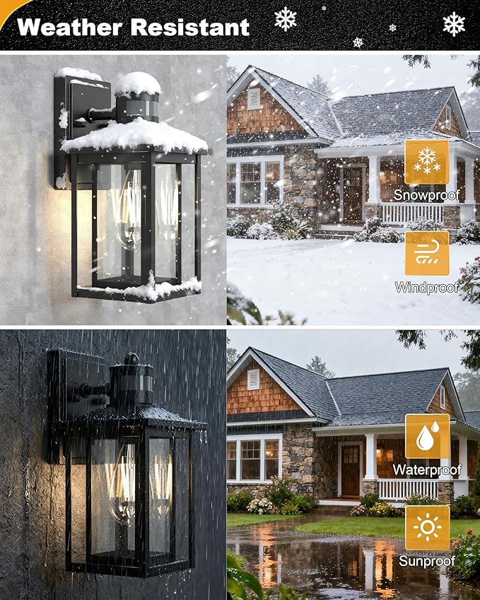 LTBLIGHT Motion Sensor Dusk to Dawn Outdoor Light, 4-Modes Adjustable Black - Image 5