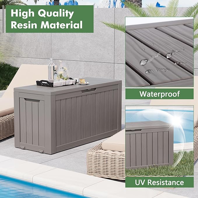NUNU LAB 75 Gallon Outdoor Storage Box, Resin Large Sturdy Deck Box, Backyard - Image 3