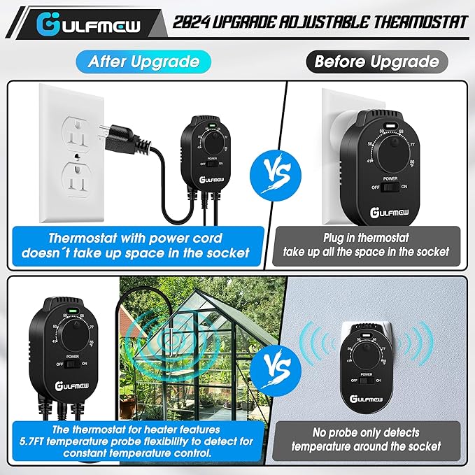 Plug in Thermostat for Heater, Thermostat Plug Outlet - Image 4