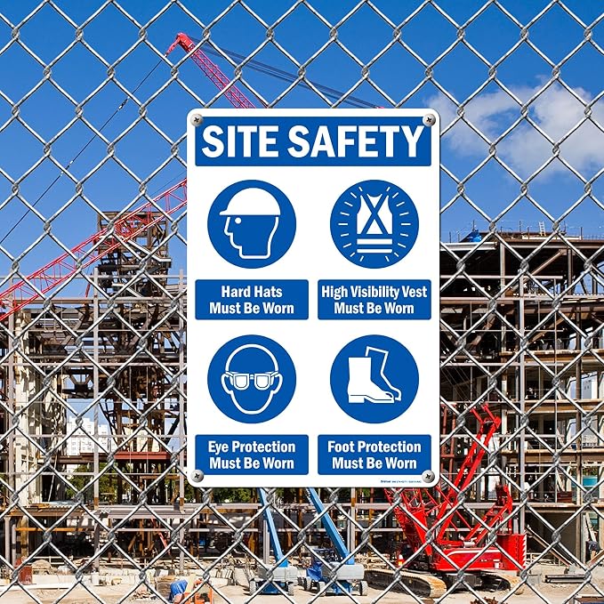 Brimar - 12" x 18" - Site Safety Mandatory PPE Sign - .063″ White Rust-Free - Image 4