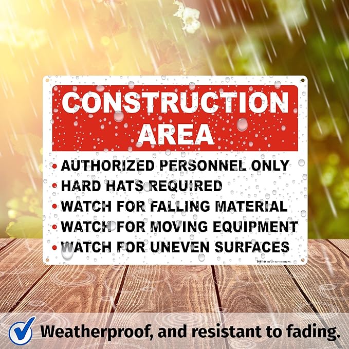 Brimar 14"x10" Construction Area Rules Sign - Image 5