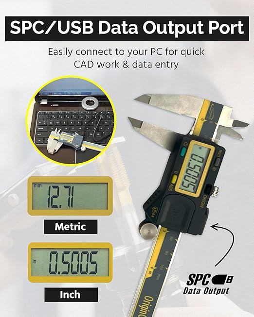 iGAGING Absolute Origin 0-8" Digital Caliper, IP54 Stainless Steel, SPC/USB - Image 4