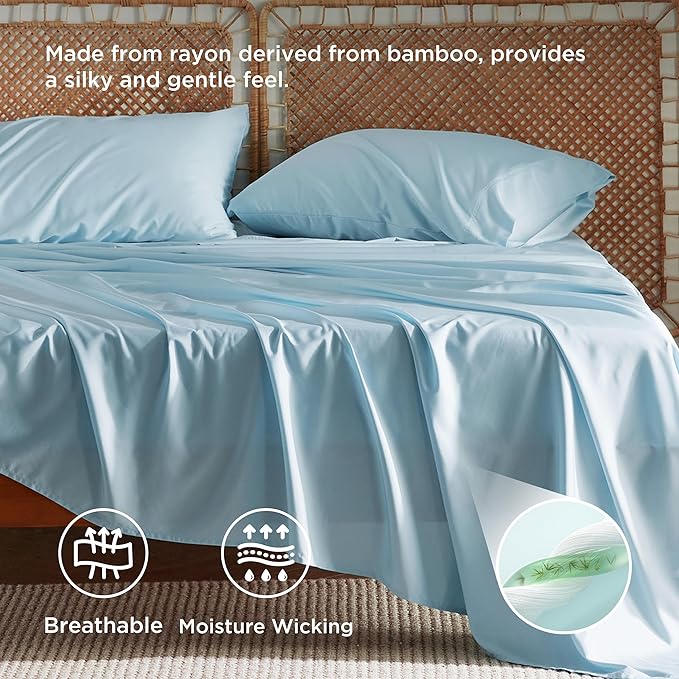 Bedsure Full Size Bed Sheets, Cooling Sheets, Rayon Derived from Bamboo - Image 3