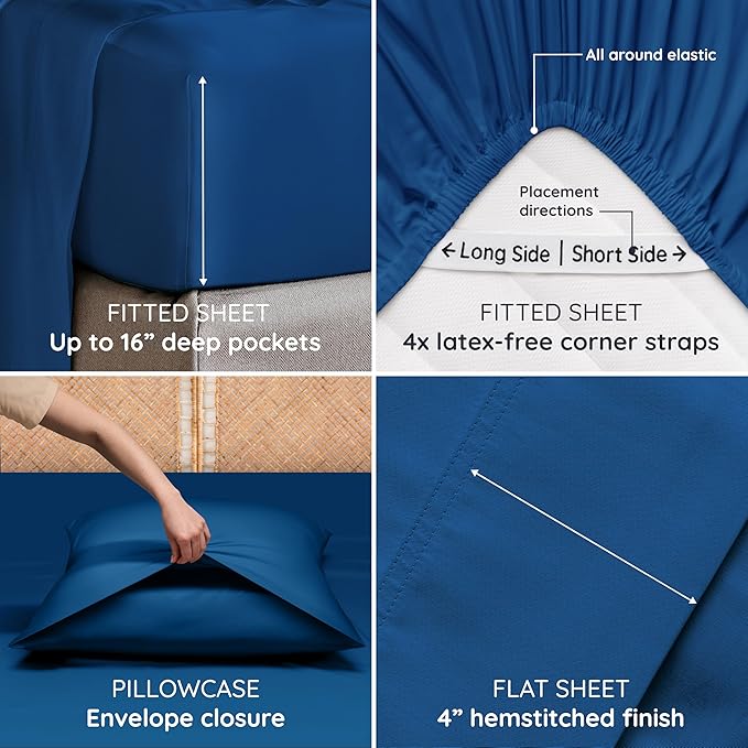 Bambaw King Sheets Set 4pcs – 100% Viscose Derived from Bamboo Sheets King Size - Image 5