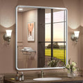 32x36 Inch Silver Bathroom Mirror, Rounded Rectangle Bathroom Vanity Mirror by GOLOMO