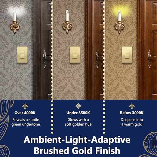 LIDER Brushed Gold Minimalist Design Decorator Switch, Frameless Paddle Wall - Image 7