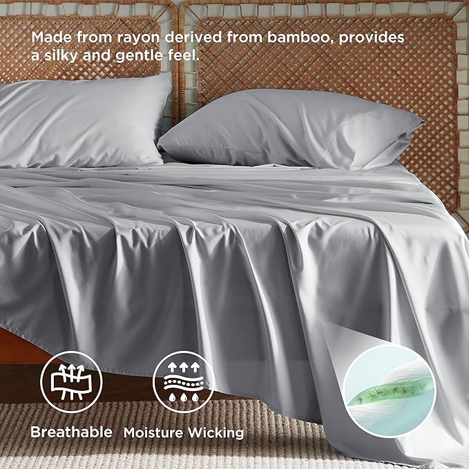 Bedsure California King Sheet Sets, Cooling Sheets, Rayon Derived from Bamboo - Image 4