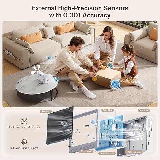16 in 1 Air Quality Monitor Indoor 10h Battery & 5.5" Display 9 AQI+7 AQI Alerts - Image 3