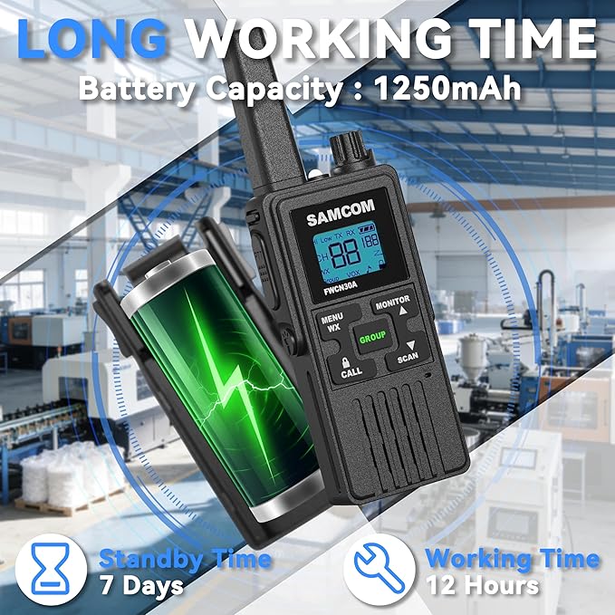SAMCOM Group Call Walkie Talkies, FWCN30A 2 Way Radio Long Range, 22 Channel - Image 2