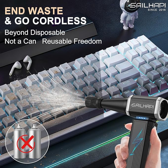 SAILHAPI Compressed Air Duster 300000RPM, Handheld Office Duster Brushless - Image 3
