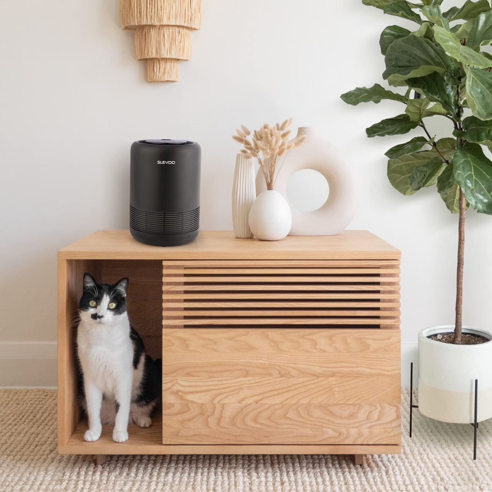 Air Purifiers for Bedroom Pets Smokers in Home, 450 Ft² H13 True HEPA Filter Air Cleaner, Effectively Clean 99.97% Smoke, Dust, Pollen, Pet Dander, Black