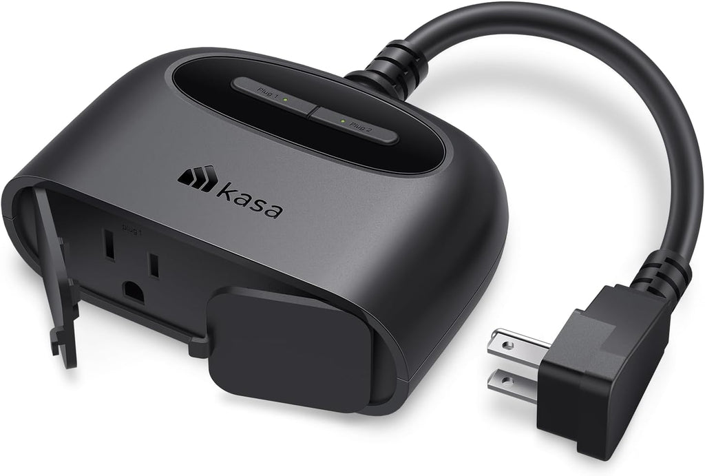 Kasa Outdoor Smart Plug, Smart Home Wi-Fi Outlet with 2 Sockets, EP40 | IP64 Weather Resistance, Compatible with Alexa, Google Home, No Hub Required, ETL Certified, Black