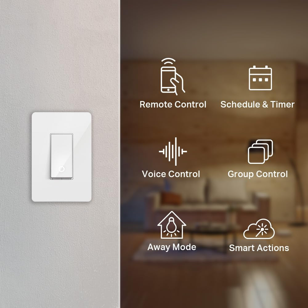 Kasa Smart Light Switch, Single Pole, Need Neutral Wire, HS200 | 2.4Ghz Wi-Fi, Works with Alexa & Google Home, UL Certified, No Hub Required, White