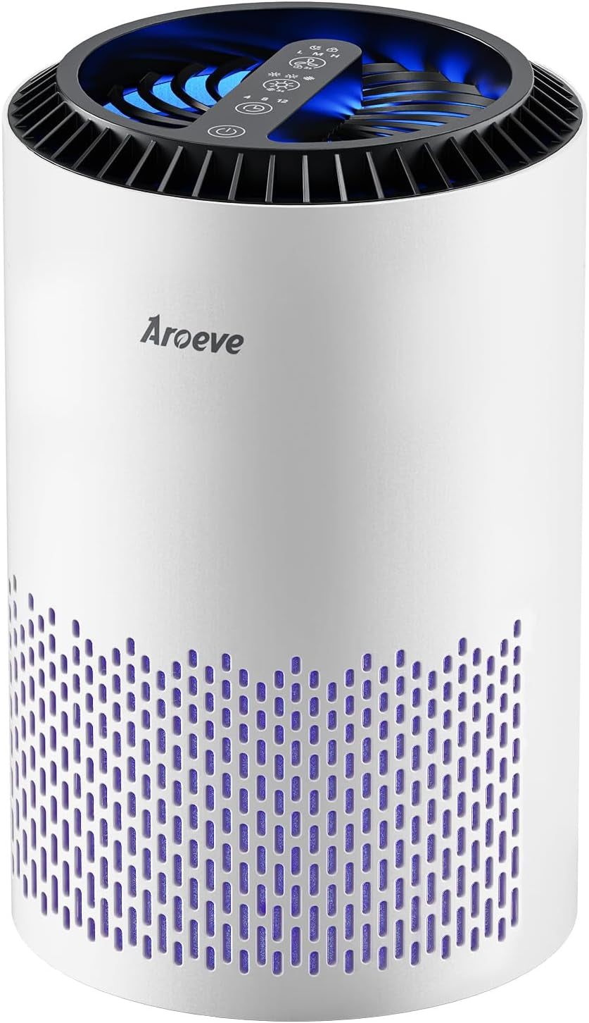 Air Purifiers for Bedroom Home, Air Purifier for Smoke Pollen Dander Hair Smell Air Cleaner with Sleep Mode Speed Control for Bedroom Office, MK01- White(Available for California) | Energy Star Efficiency, Meet Global Recycled Standard, 360-Degree Air Inlets, 22Db Noise Level, Aromatherapy Function