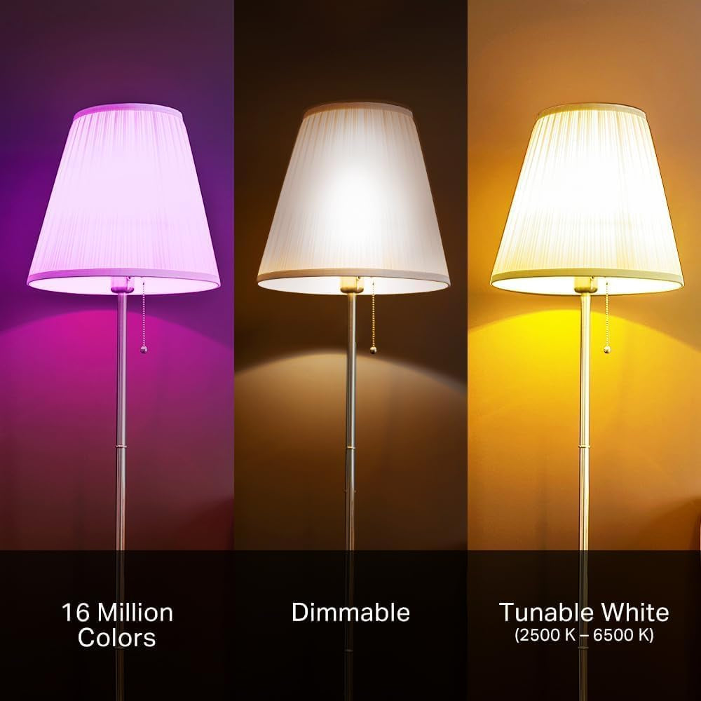 Light Bulbs, Full Color Changing Dimmable Smart Wifi Bulbs Compatible with Alexa and Google Home, A19, 60 W 800 Lumens,2.4Ghz Only, No Hub Required, 2-Pack (KL125P2), Multicolor