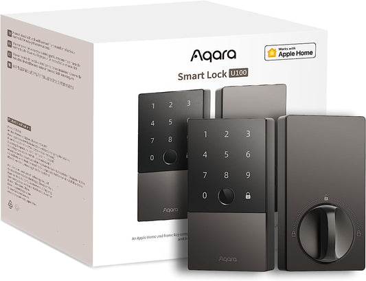 Smart Lock U100, Apple Home Key, Fingerprint Deadbolt, Gray | Matter over Thread, Keyless Entry Door Lock, Touchscreen Keypad, IP65 Weatherproof, Supports Apple Homekit, Alexa, Google