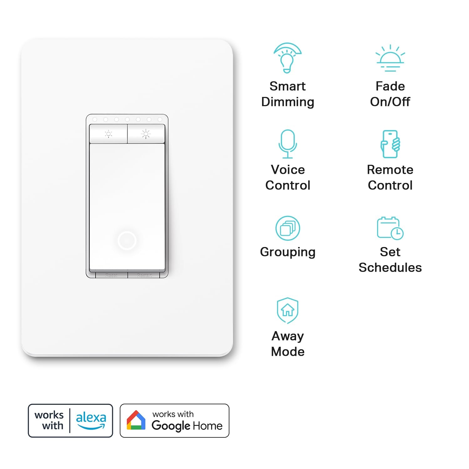 Dimmer Switch HS220P3, Single Pole, Needs Neutral Wire, 2.4Ghz Wi-Fi Light Switch Works with Alexa and Google Home, UL Certified,, No Hub Required, 3-Pack