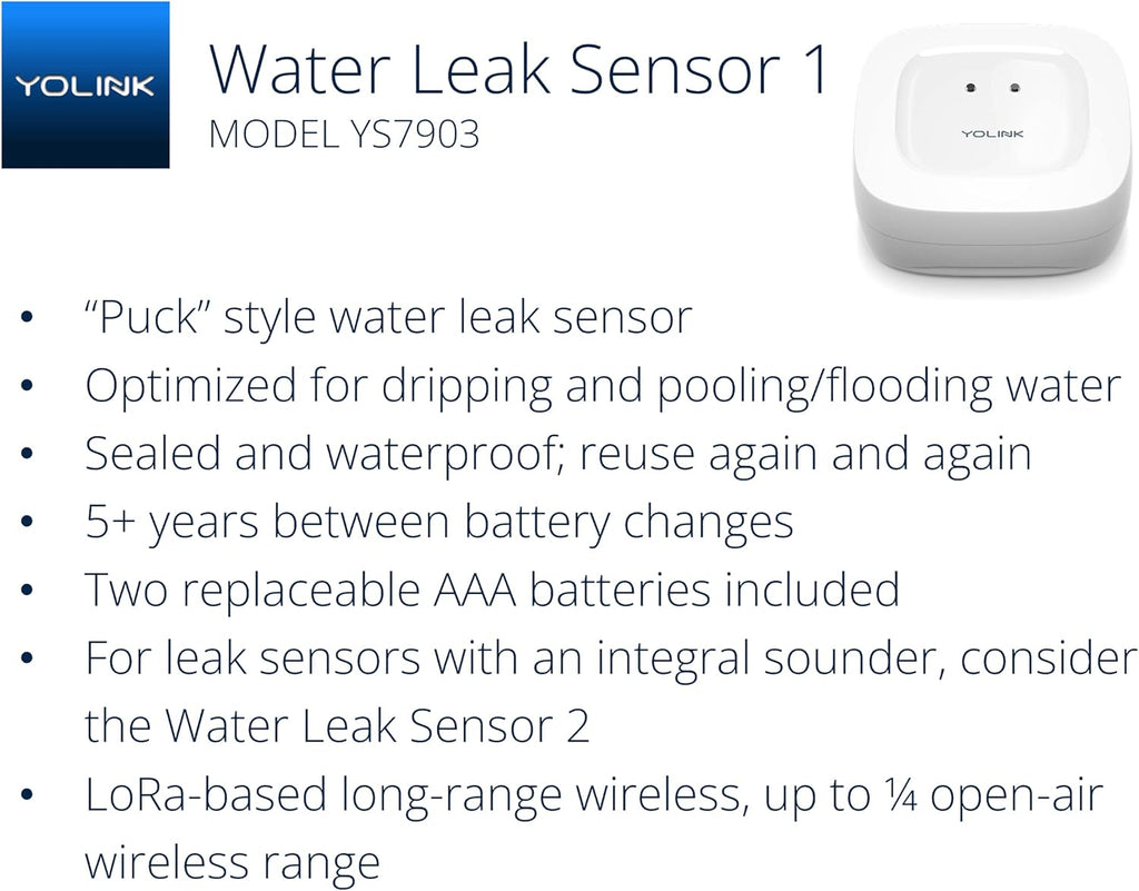 Smart Home Starter Kit: Hub & Water Leak Sensor 1, Lora up to 1/4 Mile Open-Air Range, Sms/Text, Email & Push Notifications, W/Alexa, IFTTT, Home Assistant